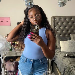 Blue Boohoo Double Layer Body Suit